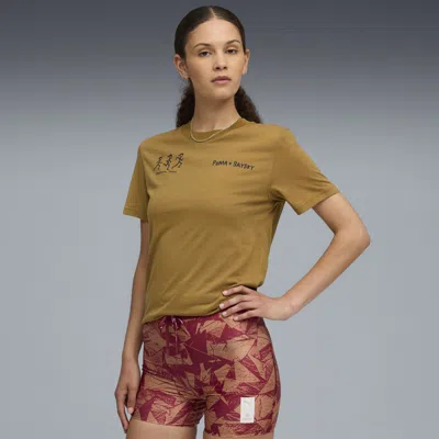 Puma X Saysky Moisture Wicking Running T-shirt In Brown