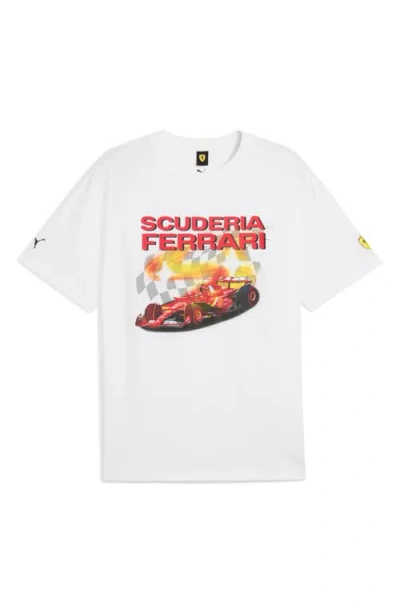 Puma X Scuderia Ferrari Cotton Graphic T-shirt In White