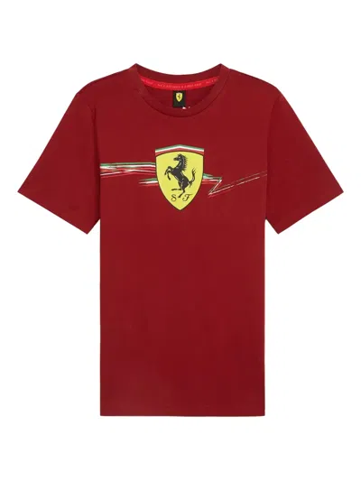 Puma X Scuderia Ferrari Race Big Shield-frame T-shirt In Red