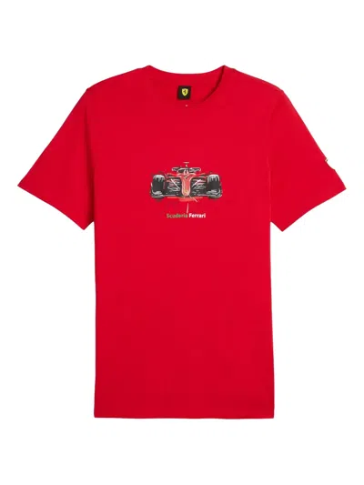 Puma X Scuderia Ferrari Race Graphic-print T-shirt In Red