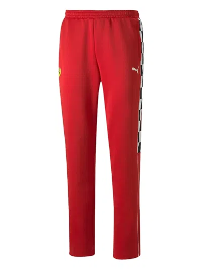 Puma X Scuderia Ferrari Race Mt7 Logo-appliqué Track Pants In Red