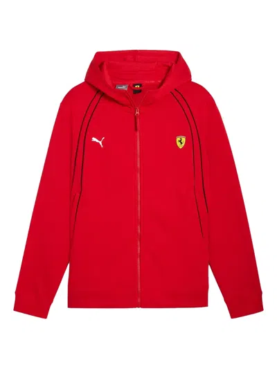 Puma X Scuderia Ferrari Race Piped-trim Hoodie In Red