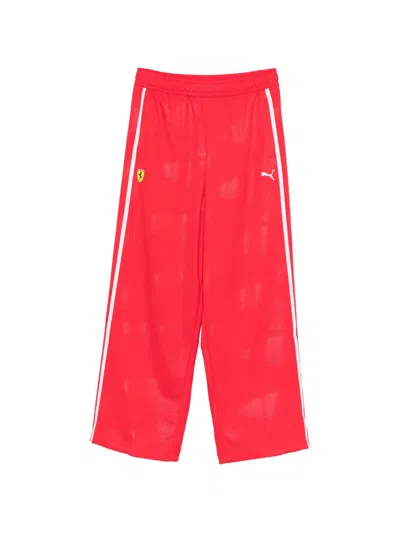 Puma X Scuderia Ferrari T7 Side Stripe Track Pants In Red