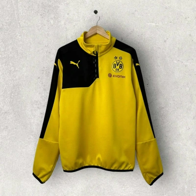 Pre-owned Puma X Soccer Jersey Borussia Dortmund Puma 2015/2016 Zip Training Sweatshirt In Yellow/black