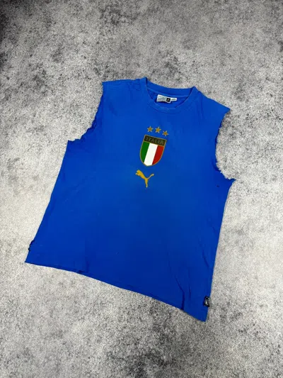Pre-owned Puma X Soccer Jersey Vintage Puma Italy Soccer T-shirt Logo Blokecore Style In Blue