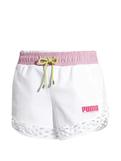 Puma X Sophia Webster Perforated Track Shorts In White