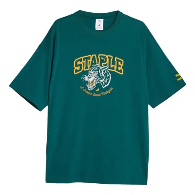 Puma X Staple Graphic Tee 'green' In Blue