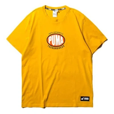 Puma X The Hundreds Logo Printed Short Sleeve Tee Gold In Yellow