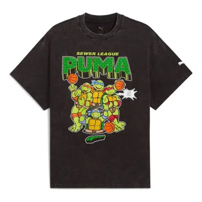 Puma X Tmnt Basketball T-shirt 'washed Black'