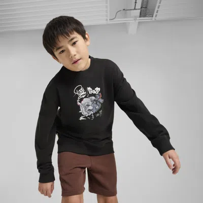 Puma X Tmnt Big Kids' Relaxed Graphic Crew Sweatshirt In Black