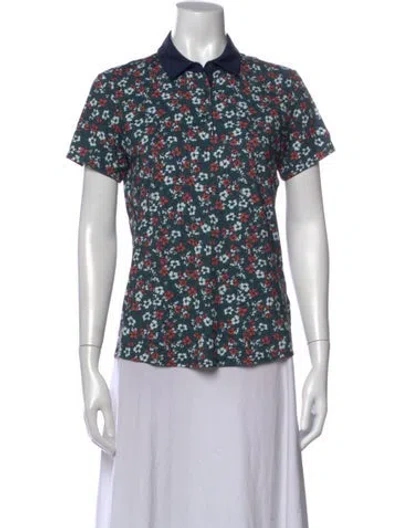 Pre-owned Puma X Ueg Floral Print Short Sleeve Polo W/ Tags In Blue