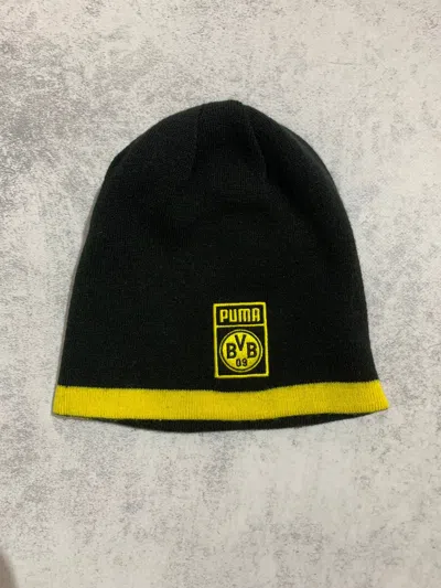 Pre-owned Puma X Vintage Puma & Borussia Dortmund Reversible Hat In Black/yellow