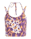 Puma X X-girl Aop Crop Top Woman Top Purple Size L Cotton, Elastane In Purple