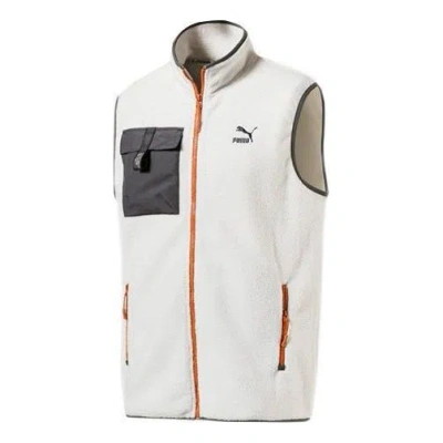 Puma Xtg Trail Fleece Full Zip Pocket Vest 'white Black Orange'