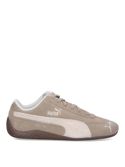 Puma Speedcat Elevated Beige Sneakers With Logo Print On The Side And Logo Lettering On The Side In Suede In Multi