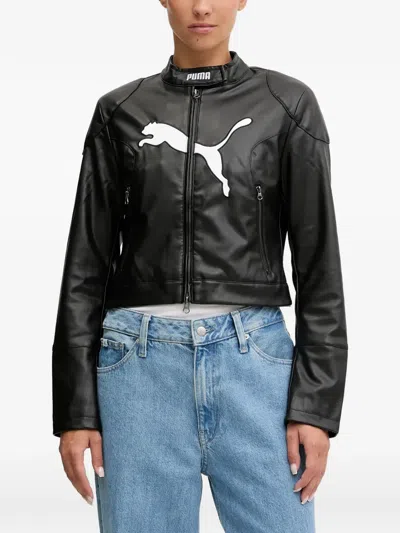Puma Zip-fastening Logo-print Jacket In Black