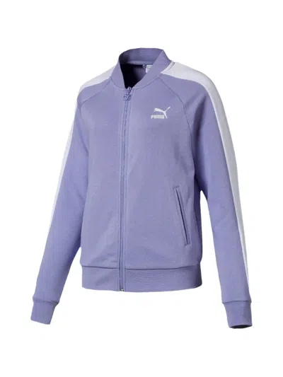 Puma Zip Striped Track Sweatshirt In Purple