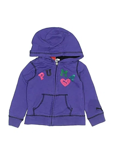 Pre-owned Puma Kids' Zip Up Hoodie In Purple