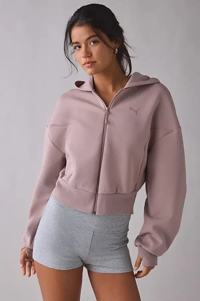 Puma Tech Sense Full-zip Hoodie Sweatshirt In Taupe, Women's At Urban Outfitters In Pink