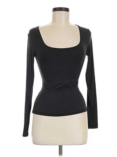 Pre-owned Pumiey Long Sleeve Top Black Sweetheart Neckline Tops