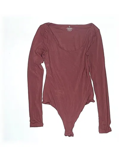 Pre-owned Pumiey Long Sleeve Top Burgundy Scoop Neck Tops