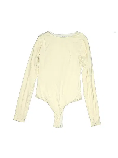 Pre-owned Pumiey Long Sleeve Top Ivory Keyhole Neckline Tops In White