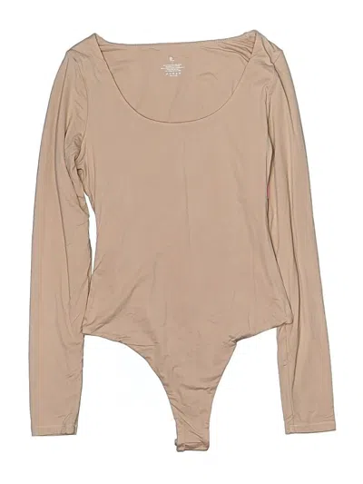 Pre-owned Pumiey Long Sleeve Top Tan Scoop Neck Tops