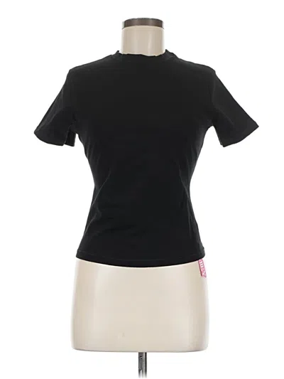 Pre-owned Pumiey Short Sleeve Top Black Mock Neckline Tops