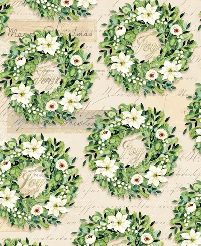 Punch Studio Magnolia Wreath Holiday Gift Wrap, 30" X 120" In Multi