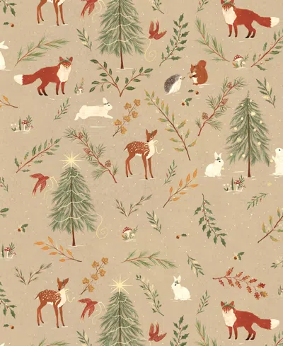 Punch Studio Woodland Christmas Holiday Gift Wrap, 30" X 120" In Multi