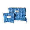 Punchiess Blue Ethnic Toiletry Bag Set In Blue