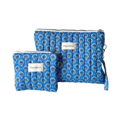 Punchiess Blue Ethnic Toiletry Bag Set