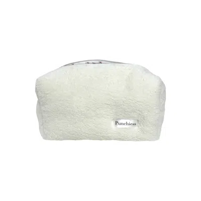 Punchiess White Plush Makeup Bag