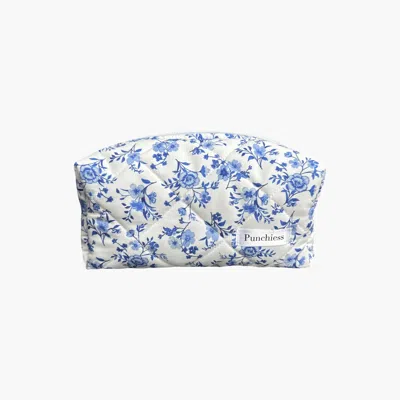 Punchiess Blue Floral Makeup Bag