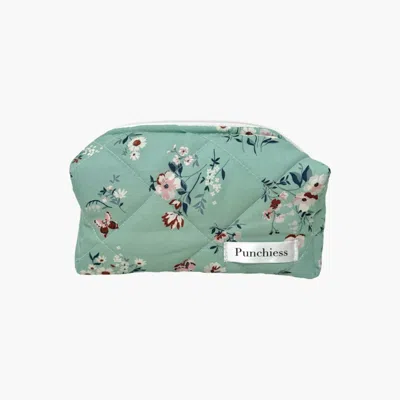 Punchiess Nile Green Floral Makeup Bag