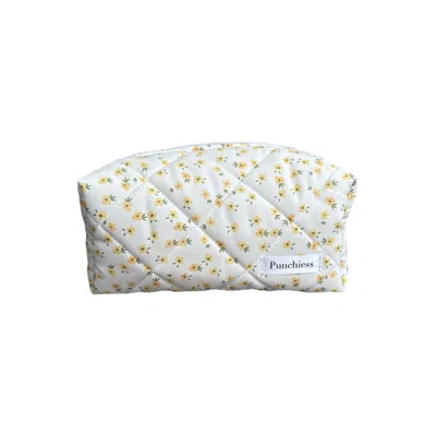 Punchiess Yellow / Orange Yellow Floral Makeup Bag In Yellow/orange