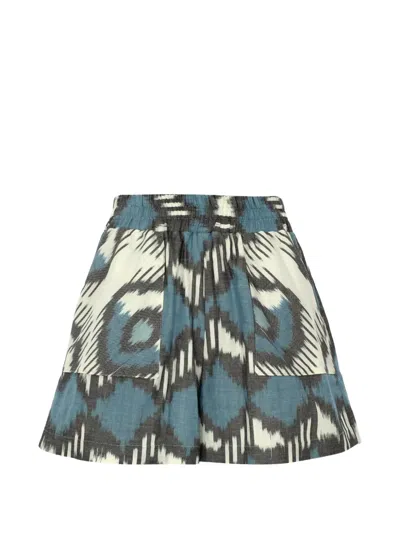 Punicana Geometric-print Shorts In Blau