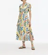 Punicana Princess Dress In Multi Leaf Motif In Multi