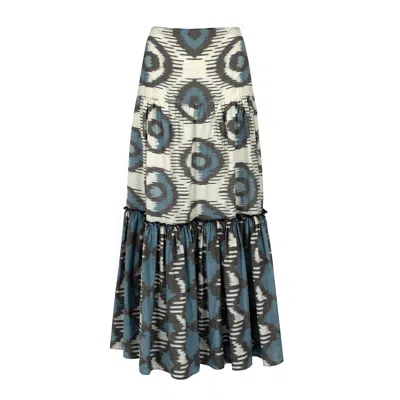 Punicana Women's Balo Skirt In Blue Evil Eye / Blue Geometric Cotton Ikat