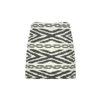 Punicana Women's Black / White Tiril Skirt In White / Black Geometric Cotton Ikat In Black/white