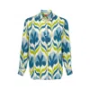 Punicana Women's Blue / Green Chic Shirt In Blue Floral Silk /cotton Ikat In Blue/green