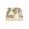 Punicana Women's Brown / Yellow / Orange Off-shoulder Fringe Top In Ecru-brown-yellow Ethnic Cotton Ikat In Brown/yellow/orange