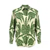 Punicana Women's Chic Shirt In Green Leaf Cotton Ikat In Green