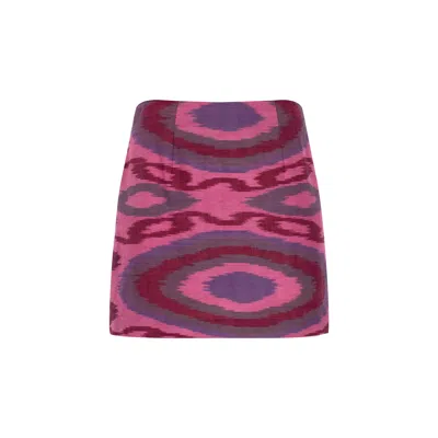 Punicana Women's Pink / Purple Tiril Skirt In Pink Ethnic Cotton Ikat In Pink/purple