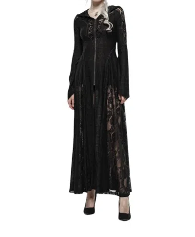 Punk Rave Darkmoon Cage Yarn Long Coat In Black