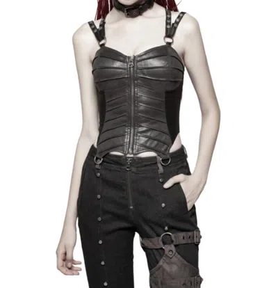 Punk Rave Punk Zip Front Corset In Black