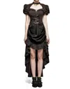 Punk Rave Steampunk Burn-out Gear Shape Dress In Coffee & Stripe In Multi