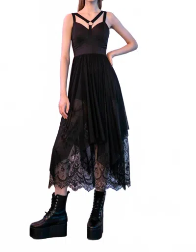 Punk Rave Strap Decorative Dress In Black