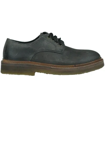 Punto Pigro Used Effect Leather Derby Shoes In Gray
