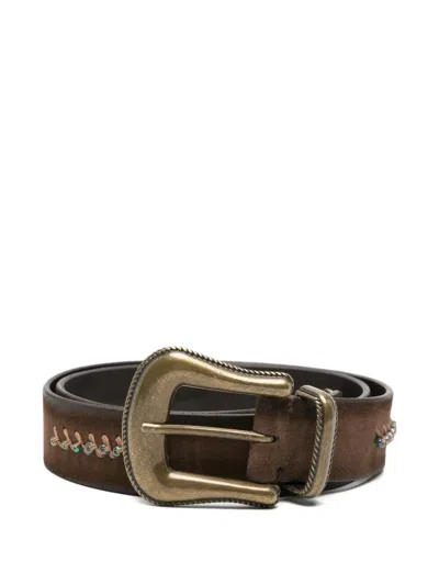 Puntovita&arsenico Bead-embellished Whipstitch Belt In Red